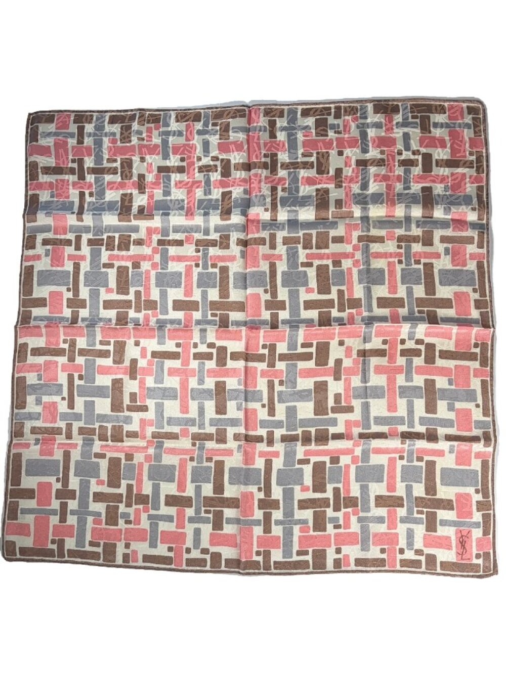 Vintage Yves Saint Laurent YSL Cotton Scarf Geometric 22" - Picture 2 of 13